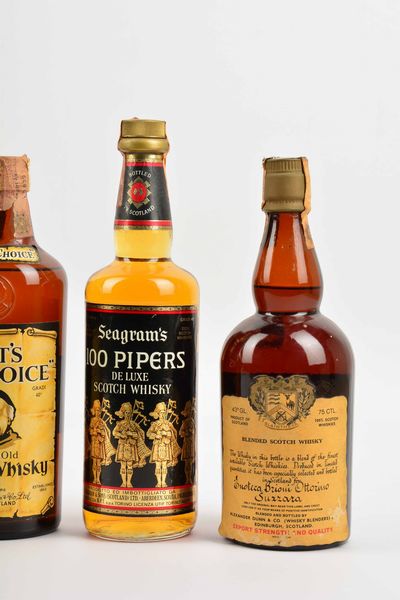 Seagram's 100 Pipers, Abbot's Choice, Slaintheva, Scotch Whisky  - Asta Whisky & Co. - Associazione Nazionale - Case d'Asta italiane