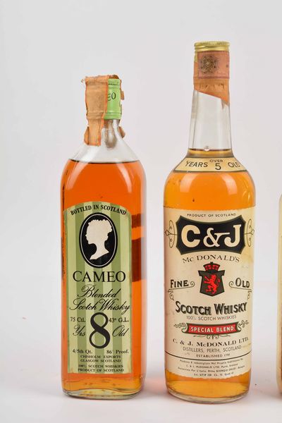 Cameo, C&J, Canadian Club, Cardhu, Campbeltown, Camerons, Scotch Whisky  - Asta Whisky & Co. - Associazione Nazionale - Case d'Asta italiane