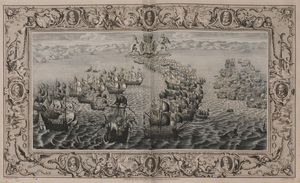 (Inghilterra – Illustrati 700) PINE, John. The Tapestry Hangings of the House of Lords: Representing the several Engagements between the English and Spanish Fleets, in the ever memorable Year MDLXXXVIII, with the portraits of the Lord High-Admiral, and the other Noble Commanders, taken from Life. To which are added […] Ten Charts of the Sea-Coasts of England, and a General One of England, Scotland, Ireland, France, Holland &c. Shewing the places of action between the two Fleets […]. London, 1739.  - Asta LIBRI, MANOSCRITTI E AUTOGRAFI - Associazione Nazionale - Case d'Asta italiane