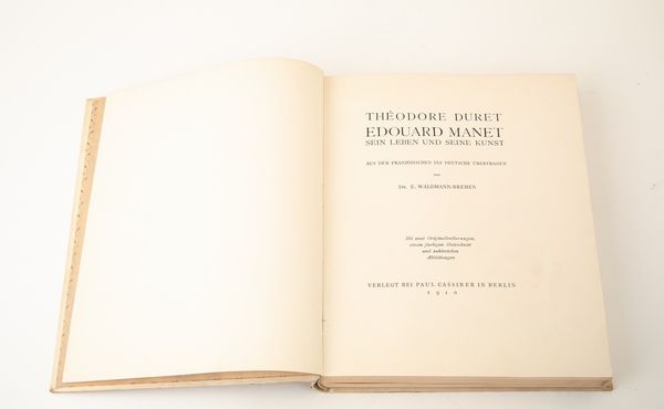 Édouard Manet : Edouard Manet. Sein Leben und Seine Kunst  - Asta Libri d'Artista e Cataloghi d'Arte - Associazione Nazionale - Case d'Asta italiane