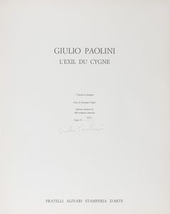 Giulio Paolini : L'Exil du cygne  - Asta Libri d'Artista e Cataloghi d'Arte - Associazione Nazionale - Case d'Asta italiane
