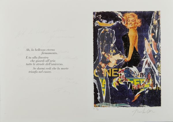 ROTELLA MIMMO (1918 - 2006) : Bellezza eterna.  - Asta Asta 399 | GRAFICA MODERNA, FOTOGRAFIA E MULTIPLI D'AUTORE Online - Associazione Nazionale - Case d'Asta italiane