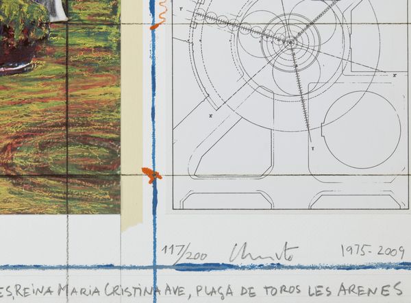 CHRISTO' (n. 1935) & JEANNE-CLAUDE (1935 - 2009) : Wrapped Fontain, Project for 'La Fontana de Jujol', Plaza d'Espaa, Barcelona.  - Asta Asta 399 | GRAFICA MODERNA, FOTOGRAFIA E MULTIPLI D'AUTORE Online - Associazione Nazionale - Case d'Asta italiane