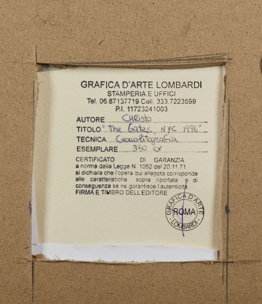 CHRISTO' (n. 1935) & JEANNE-CLAUDE (1935 - 2009) : The Gates, N.Y. 1996.  - Asta Asta 399 | GRAFICA MODERNA, FOTOGRAFIA E MULTIPLI D'AUTORE Online - Associazione Nazionale - Case d'Asta italiane