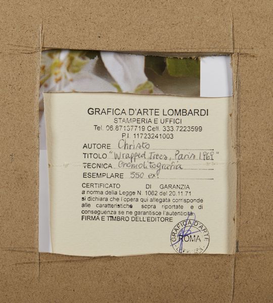 CHRISTO' (n. 1935) & JEANNE-CLAUDE (1935 - 2009) : Wrapped trees, Paris, 1969.  - Asta Asta 399 | GRAFICA MODERNA, FOTOGRAFIA E MULTIPLI D'AUTORE Online - Associazione Nazionale - Case d'Asta italiane