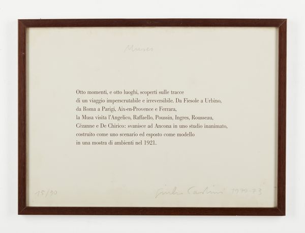 PAOLINI GIULIO (n. 1940) : Museo, 1970-73.  - Asta Asta 399 | GRAFICA MODERNA, FOTOGRAFIA E MULTIPLI D'AUTORE Online - Associazione Nazionale - Case d'Asta italiane