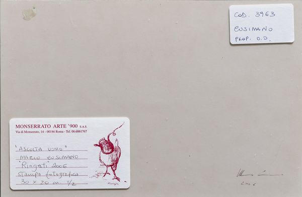 CUSIMANO MARIO : Lotto composto da n. 6 fotografie. Ascolta uomo.  - Asta Asta 399 | GRAFICA MODERNA, FOTOGRAFIA E MULTIPLI D'AUTORE Online - Associazione Nazionale - Case d'Asta italiane