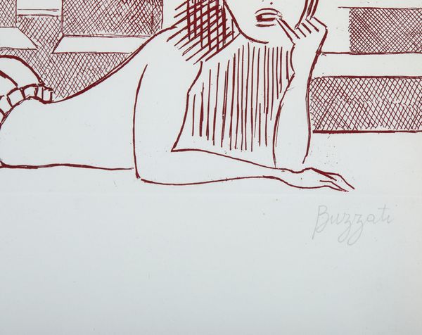 BUZZATI DINO (1906 - 1972) : Dalla cartella Le gambe di Saint Gerrmain.  - Asta Asta 399 | GRAFICA MODERNA, FOTOGRAFIA E MULTIPLI D'AUTORE Online - Associazione Nazionale - Case d'Asta italiane