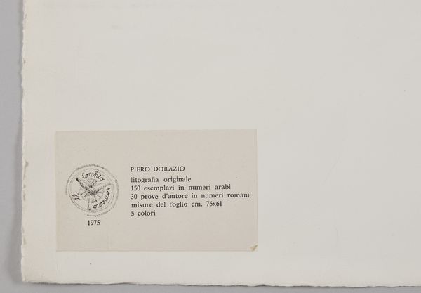 DORAZIO PIERO (1927 - 2005) : Senza titolo.  - Asta Asta 399 | GRAFICA MODERNA, FOTOGRAFIA E MULTIPLI D'AUTORE Online - Associazione Nazionale - Case d'Asta italiane