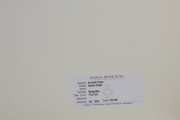 ACCARDI CARLA (1924 - 2014) : Senza titolo  - Asta Asta 399 | GRAFICA MODERNA, FOTOGRAFIA E MULTIPLI D'AUTORE Online - Associazione Nazionale - Case d'Asta italiane