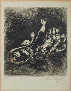 CHAGALL MARC (1887 - 1985) - Fables de la Fontaine series: Le lion et le moucheron.