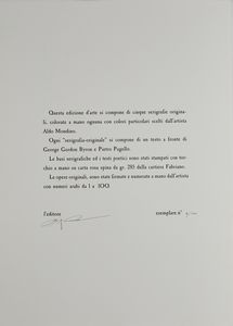 MONDINO ALDO (1938 - 2005) : Cartella composta da n.5 fogli. Venezia - Venise - Venice Ve n'e dig di tutti color  - Asta Asta 399 | GRAFICA MODERNA, FOTOGRAFIA E MULTIPLI D'AUTORE Online - Associazione Nazionale - Case d'Asta italiane
