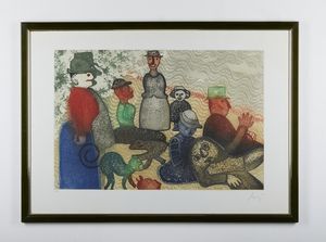 BAJ ENRICO (1924 - 2003) : Da Seurat.  - Asta Asta 399 | GRAFICA MODERNA, FOTOGRAFIA E MULTIPLI D'AUTORE Online - Associazione Nazionale - Case d'Asta italiane