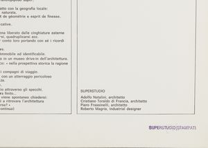 SUPERSTUDIO : Un viaggio nelle regioni della ragione.  - Asta Asta 399 | GRAFICA MODERNA, FOTOGRAFIA E MULTIPLI D'AUTORE Online - Associazione Nazionale - Case d'Asta italiane