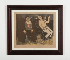 BIASI DA TEULADA GIUSEPPE (1885 - 1945) : Uomini in cantina.  - Asta Asta 399 | GRAFICA MODERNA, FOTOGRAFIA E MULTIPLI D'AUTORE Online - Associazione Nazionale - Case d'Asta italiane