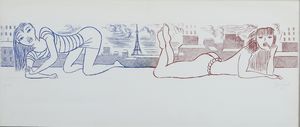 BUZZATI DINO (1906 - 1972) - Dalla cartella Le gambe di Saint Gerrmain.