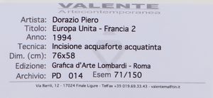 DORAZIO PIERO (1927 - 2005) : Europa Unita - Francia 2.  - Asta Asta 399 | GRAFICA MODERNA, FOTOGRAFIA E MULTIPLI D'AUTORE Online - Associazione Nazionale - Case d'Asta italiane