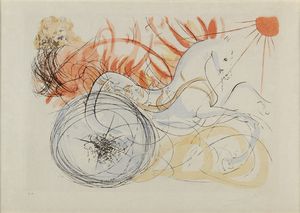 DALI' SALVADOR (1904 - 1989) - Il Dio greco del sole Helios con una squadra di cavalli.