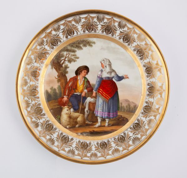 Piatto in porcellana francese decorata a Napoli, prima metà del XIX secolo  - Asta Antiquariato - Mobili, Tappeti, Sculture e Oggetti d'Arte - Associazione Nazionale - Case d'Asta italiane