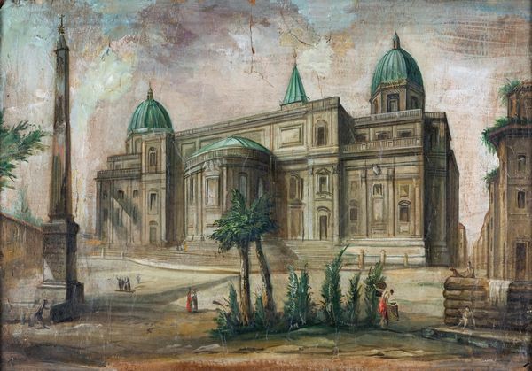 PITTORE DEL XIX SECOLO : a) L'Abside di Santa Maria Maggiore  b) Piazza San Pietro  - Asta Antiquariato - Mobili, Tappeti, Sculture e Oggetti d'Arte - Associazione Nazionale - Case d'Asta italiane