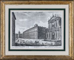 JEAN BARBAULT : a) Veduta del Palazzo Mattei  b) Veduta della Basilica di S.Croce  - Asta Antiquariato - Mobili, Tappeti, Sculture e Oggetti d'Arte - Associazione Nazionale - Case d'Asta italiane