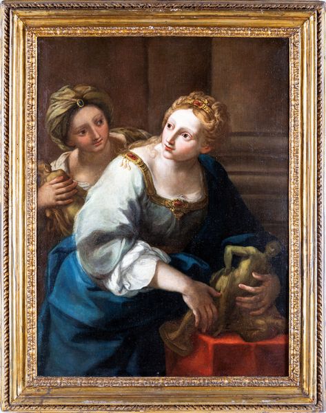 SCUOLA ROMANA DEL XVII SECOLO : Rachele e Lia con gli idoli  - Asta Dipinti Antichi e del XIX Secolo - Associazione Nazionale - Case d'Asta italiane