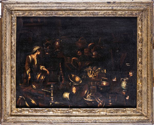 Giovanni Domenico Valentini, Attribuito a : Coppia di dipinti con interni di cucina  - Asta Dipinti Antichi e del XIX Secolo - Associazione Nazionale - Case d'Asta italiane