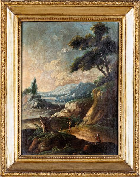 Scuola veneta del XVIII secolo : Coppia di paesaggi con figure  - Asta Dipinti Antichi e del XIX Secolo - Associazione Nazionale - Case d'Asta italiane