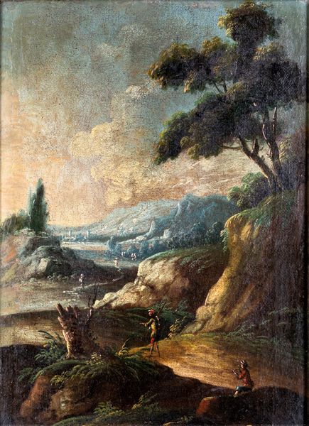 Scuola veneta del XVIII secolo : Coppia di paesaggi con figure  - Asta Dipinti Antichi e del XIX Secolo - Associazione Nazionale - Case d'Asta italiane