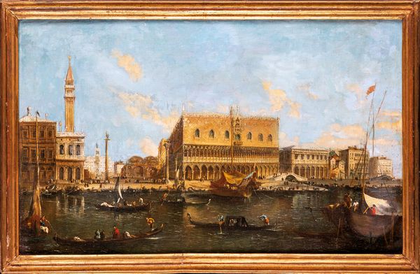 Scuola veneta del XVIII secolo : Venezia - Palazzo Ducale dal Canal Grande  - Asta Dipinti Antichi e del XIX Secolo - Associazione Nazionale - Case d'Asta italiane