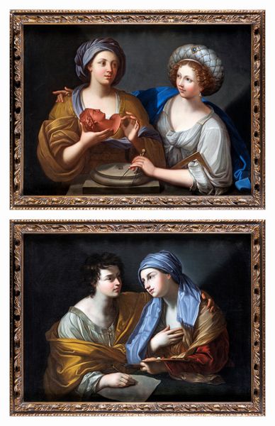 Guido Reni, Seguace di : Coppia di dipinti con allegorie delle arti  - Asta Dipinti Antichi e del XIX Secolo - Associazione Nazionale - Case d'Asta italiane