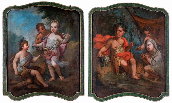 PITTORE DEL XVIII SECOLO : a) Primavera ed Estate   b) Autunno ed Inverno  - Asta Dipinti Antichi e del XIX Secolo - Associazione Nazionale - Case d'Asta italiane