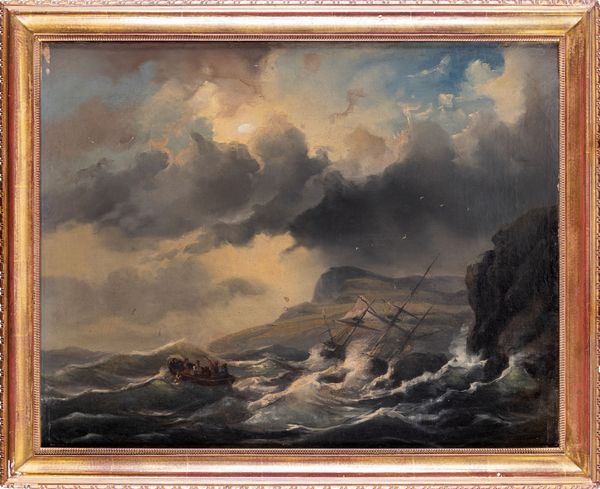 Josef Carl Berthold Puttner : Vascello in tempesta  - Asta Dipinti Antichi e del XIX Secolo - Associazione Nazionale - Case d'Asta italiane