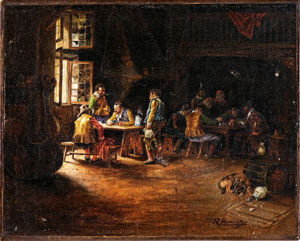 Raffaele Armenise : Interno di osteria  - Asta Dipinti Antichi e del XIX Secolo - Associazione Nazionale - Case d'Asta italiane