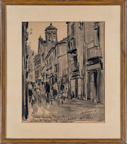 Antonio Asturi : Folla in bicicletta  - Asta Dipinti Antichi e del XIX Secolo - Associazione Nazionale - Case d'Asta italiane