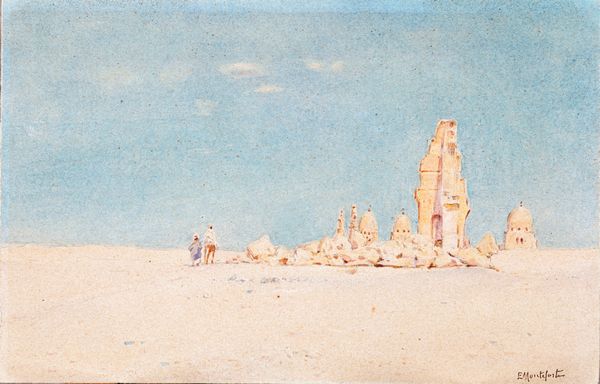 Eduardo Monteforte : Deserto con rovine  - Asta Dipinti Antichi e del XIX Secolo - Associazione Nazionale - Case d'Asta italiane