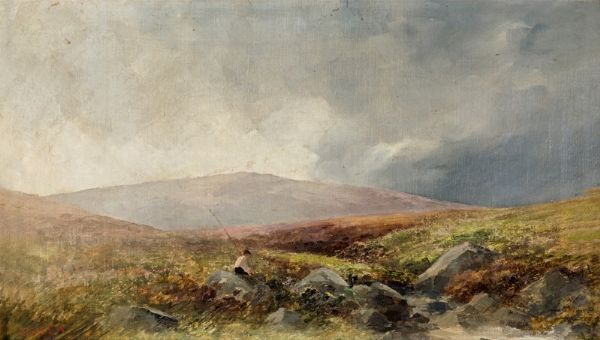 Giovanni Costa, 0 : Paesaggio montano con figura  - Asta Dipinti Antichi e del XIX Secolo - Associazione Nazionale - Case d'Asta italiane