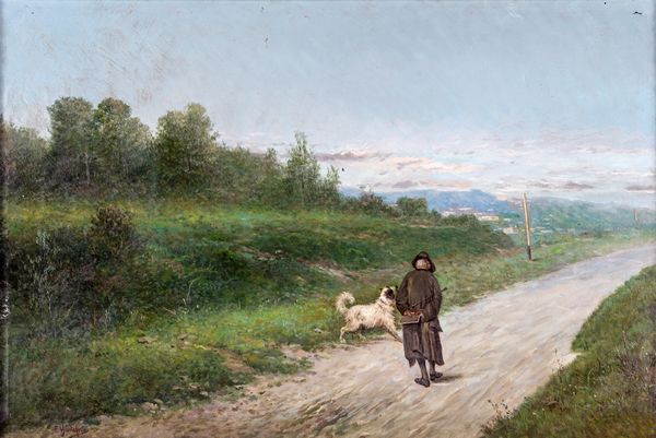 Eduardo Monteforte : Strada di campagna  - Asta Dipinti Antichi e del XIX Secolo - Associazione Nazionale - Case d'Asta italiane