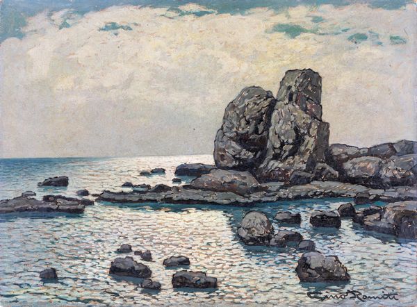 Gino Romiti : Veduta di Livorno, lo scoglio della ballerina  - Asta Dipinti Antichi e del XIX Secolo - Associazione Nazionale - Case d'Asta italiane