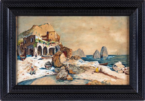 Salvatore Fergola : Paesaggio caprese  - Asta Dipinti Antichi e del XIX Secolo - Associazione Nazionale - Case d'Asta italiane