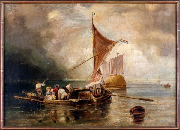 Anonimo del XIX secolo : Marina con imbarcazioni  - Asta Dipinti Antichi e del XIX Secolo - Associazione Nazionale - Case d'Asta italiane