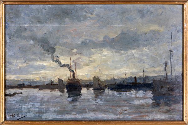 Giorgio Belloni : Nel porto al crepuscolo  - Asta Dipinti Antichi e del XIX Secolo - Associazione Nazionale - Case d'Asta italiane