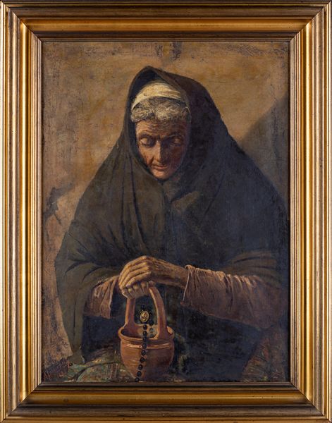 Arnaldo  Ferraguti : Anziana con rosario  - Asta Dipinti Antichi e del XIX Secolo - Associazione Nazionale - Case d'Asta italiane