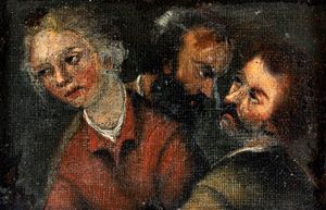 SCUOLA LOMBARDA DEL XVII SECOLO : Coppia di tele con figure a mezzo busto  - Asta Dipinti Antichi e del XIX Secolo - Associazione Nazionale - Case d'Asta italiane