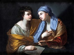 Guido Reni, Seguace di : Coppia di dipinti con allegorie delle arti  - Asta Dipinti Antichi e del XIX Secolo - Associazione Nazionale - Case d'Asta italiane