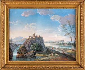 PITTORE DEL XIX SECOLO : Vedute di lago  - Asta Dipinti Antichi e del XIX Secolo - Associazione Nazionale - Case d'Asta italiane