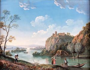 PITTORE DEL XIX SECOLO : Vedute di lago  - Asta Dipinti Antichi e del XIX Secolo - Associazione Nazionale - Case d'Asta italiane