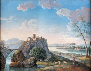 PITTORE DEL XIX SECOLO : Vedute di lago  - Asta Dipinti Antichi e del XIX Secolo - Associazione Nazionale - Case d'Asta italiane