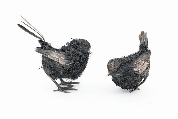 Coppia di uccellini in argento e filo d'argento  - Asta Argenti Antichi e da Collezione - Associazione Nazionale - Case d'Asta italiane