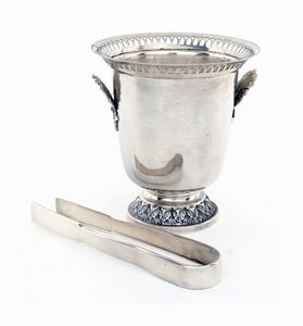 Secchiello portaghiaccio in argento con pinza  - Asta Argenti Antichi e da Collezione - Associazione Nazionale - Case d'Asta italiane